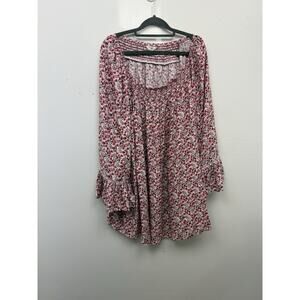 Terra & sky blouse 3X 24w-26w Color Coral Bisque round neck line elastic on be